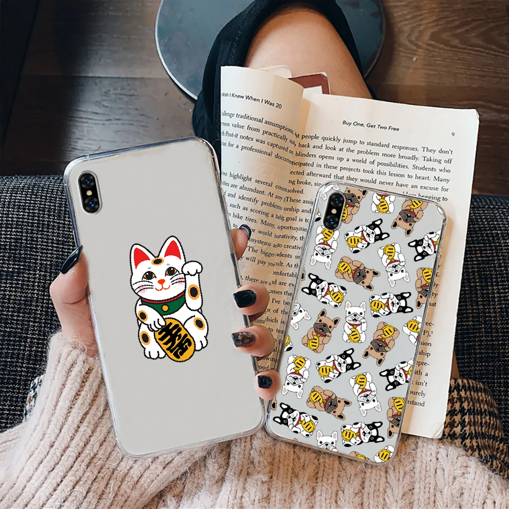 Чехол для телефона с милым мультяшным рисунком счастливой кошки собаки чехол iphone