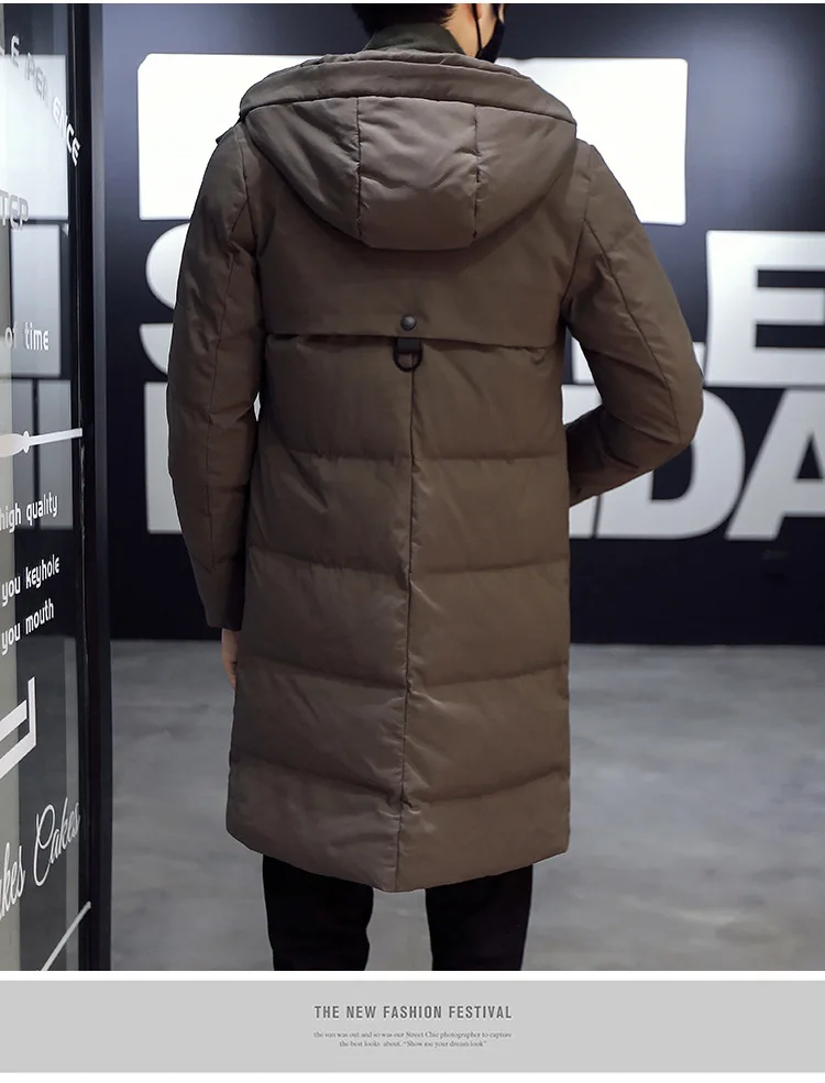 Amoy Supply of Goods New Products Men High Quality Winter Large Size Mid-length Cotton-padded Clothes Warm Thick Men's Solid Col