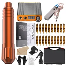 Complete Tattoo Machine Kit High Quality Professiona Aresquality Rotary Tattoo Pen Mini Digital Power Supply Cartridges Needles