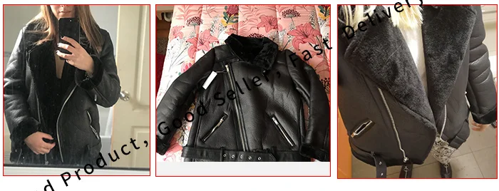 Новые зимние женские пальто из овечьей кожи, женские пальто из искусственной кожи с меховой подкладкой, кожаная куртка-Авиатор
