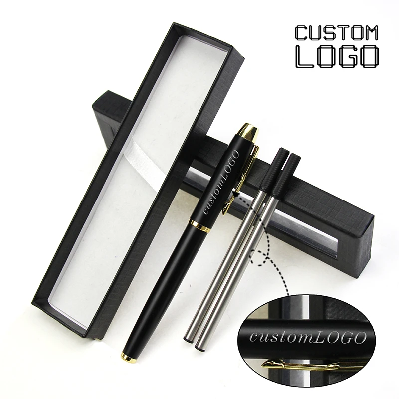 1 набор, индивидуальный логотип, креативная, простая гелевая ручка, металлическая, фирменный, бизнес подарок, гелевая ручка, школьные, офисные принадлежности, с ручкой, чехол