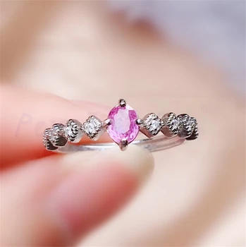 

Natural real pink sapphire ring Free shipping 925 sterling silver 0.35ct gemstone Handworked rings Fine jewelry R991216