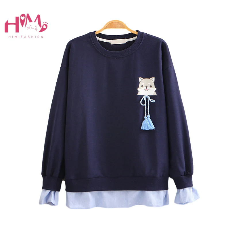 Autumn Japanese Anime Hoodies Teen Girl Kawaii Cartoon Casual Pink Sweatshirts Women Cute Lace Up Vintage Tassel Sweetshirts stitch funny harajuku hoodies casual fleece autumn hooded men streetwear kawaii hoodie disney anime printed mens sweatshirts