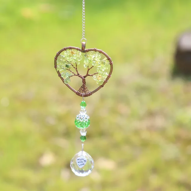 Crystal Heart Life Tree Prizma Medál Nyári Szivárványkészítő Napsütő Otthoni Kerti Ablak Függöny Dekoráció - Image 4