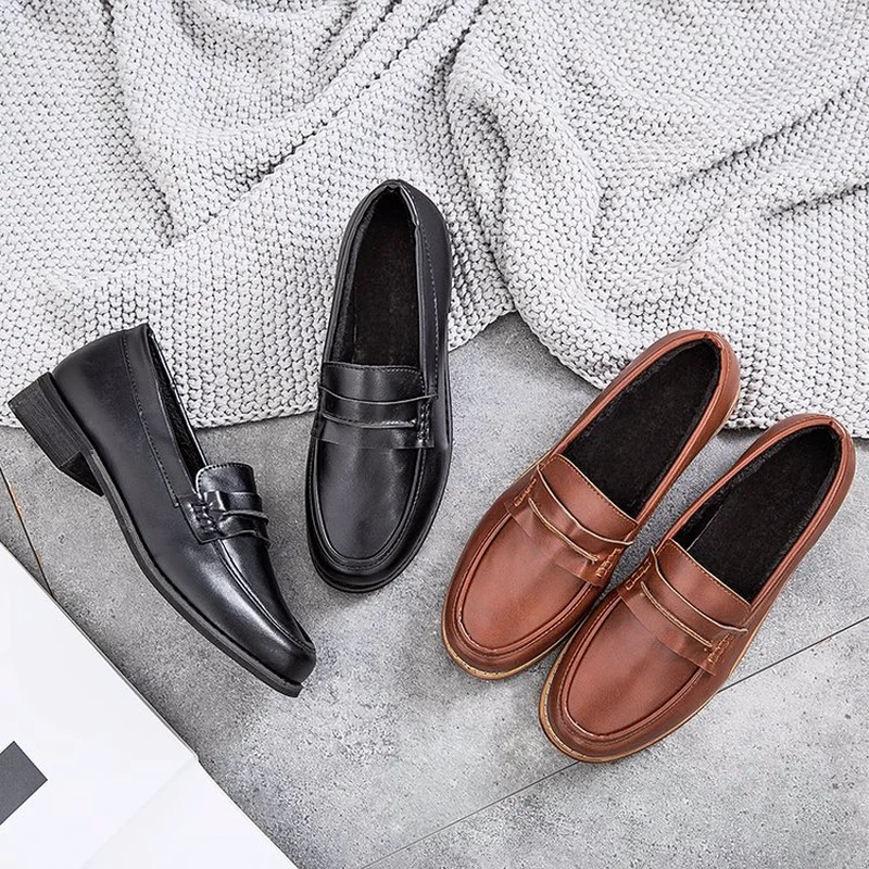 

Comfortable women's Loafers Plush Warm women Casual Shoes Sale Quality Leather Shoes women Flats Moccasins Shoes Big Size 35-43