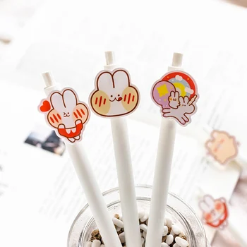 

5pcs Cartoon Cute Gel Pen Rabbit Bear Unicorn Black Color Ink Roller Ball Pens Korean Office accessories School Supplies F716