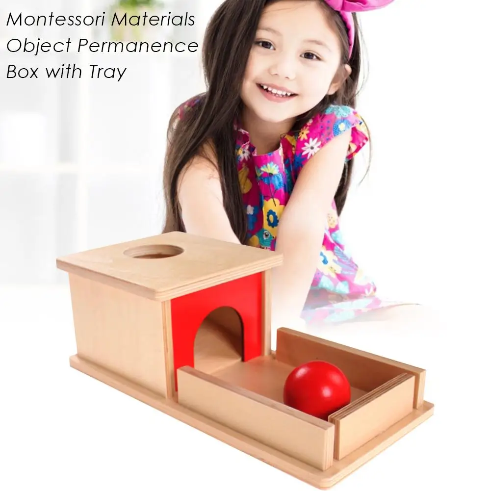 

Permanent Target wholesale 100%green paint wood educational toy professional montessori material Object Permanence Box with Tray