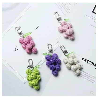 

Creative Simulation Fruit Grape Key Chain Cute originality Bag Pendant Cartoon Keychains Schoolbag Hanging Ornaments For kids