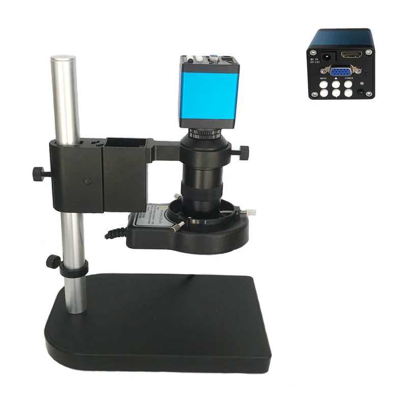 8X-130X Remote control 13MP HDMI VGA Industrial Microscope Digital camera 56 Led ring light for sol