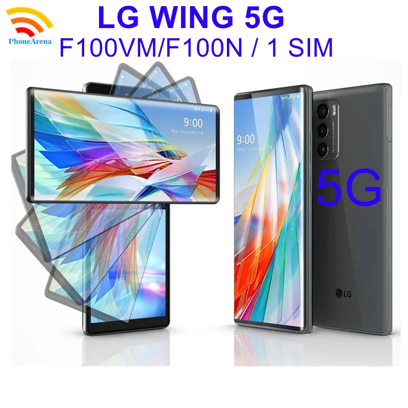 Lg wing-大画面5g f100n f100vm,【97% 】,6.8インチ,8GB RAM,128