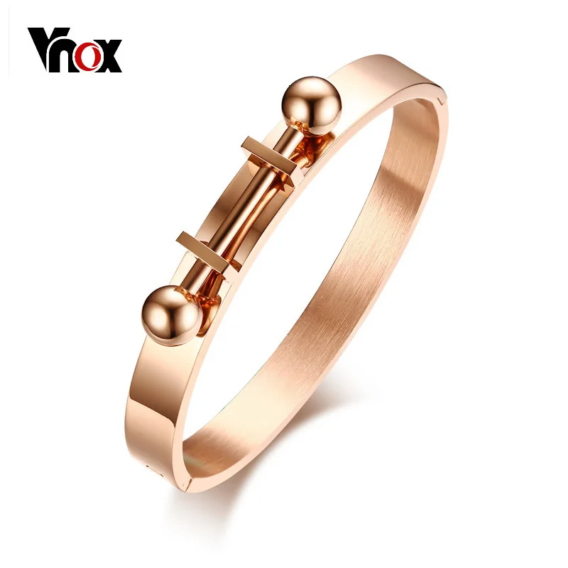 Vnox Unique Cuff Bracelet Armband Elegant Rose Gold Tone Bangle for Women Bracelets Manchette Bangles Pulseiras |