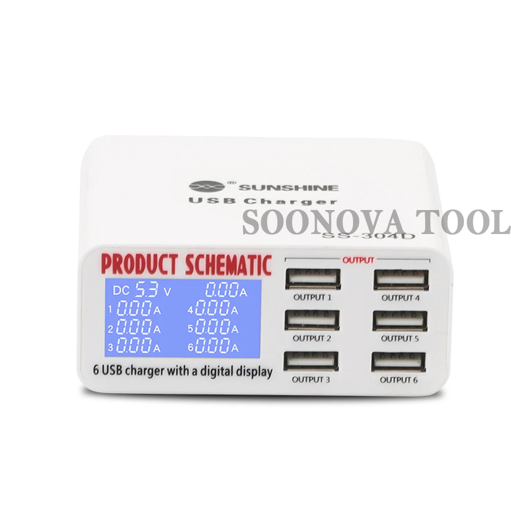 SS-304D мульти-Функция Универсальный 6 Порты USB Quick Зарядное устройство 5 V/6A Быстрая зарядка для iPhone, iPad, электронный продукт
