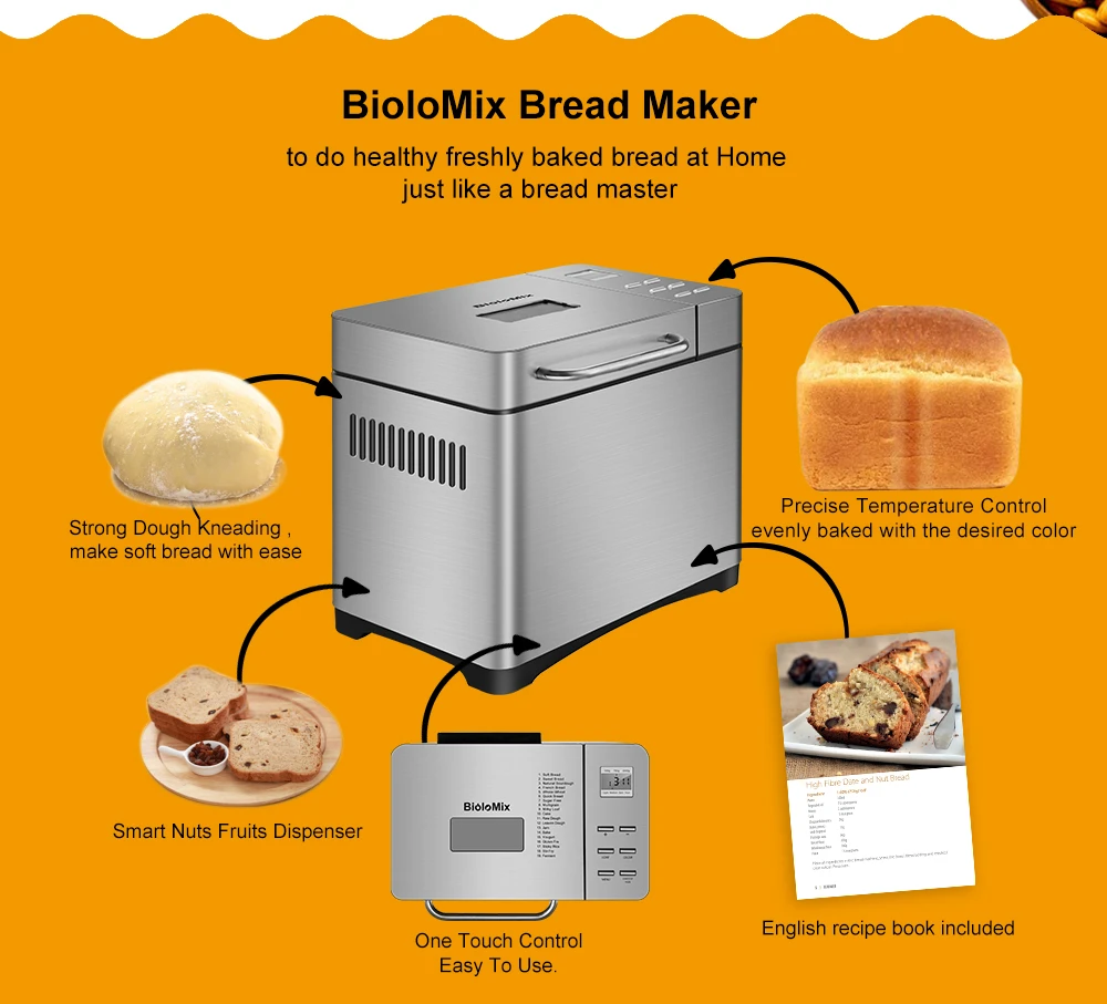 Description Picture 4 of itemBiolomix Automatic Toasters 304 Stainless Steel 650W Programmable Home Kitchen Toaster