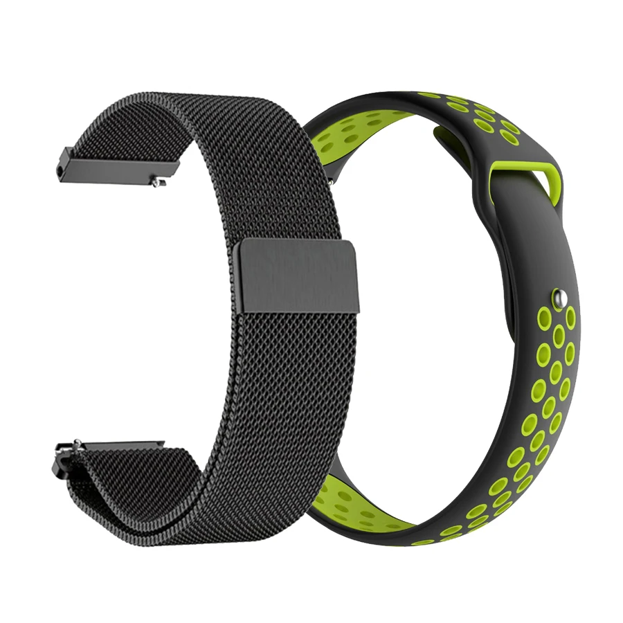 2 в 1 для Amazfit Bip ремешок Миланская Петля из нержавеющей стали+ Силиконовый ремешок для Huami Amazfit Pace/Stratos 2 2S ремешок для часов