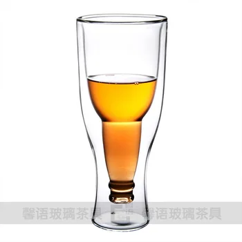 

Set of 2 clear beer shaped party beer glass cups for water juice beer GLA-4307