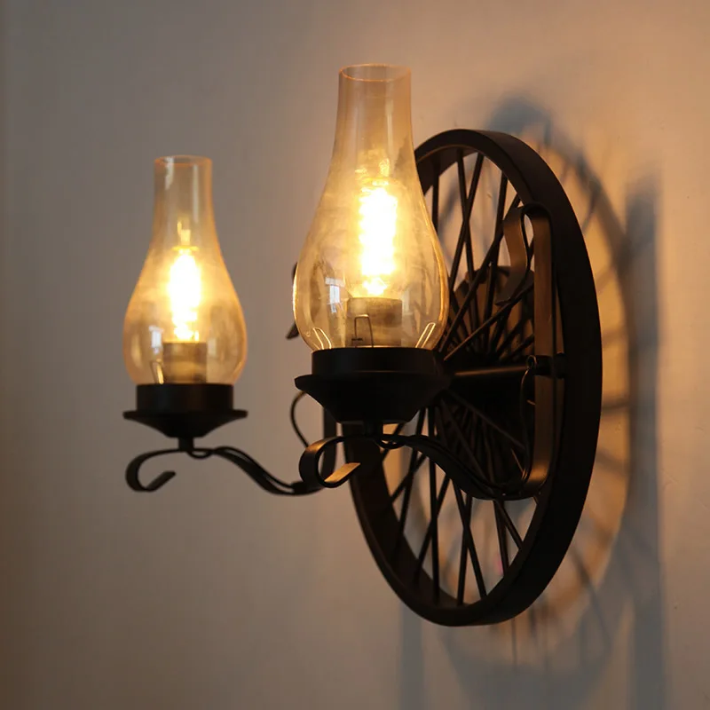 

American Style Retro Horse Lamp Wall Lamp Coffee Shop Bar Aisle Living Room Lamp Industrial Iron Glass Kerosene Lamp
