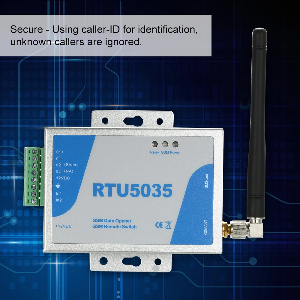 

GSM/2G Door Gate Opener Remote On/Off Switch Free Call SMS Command Support 850/900/1800/1900MHz