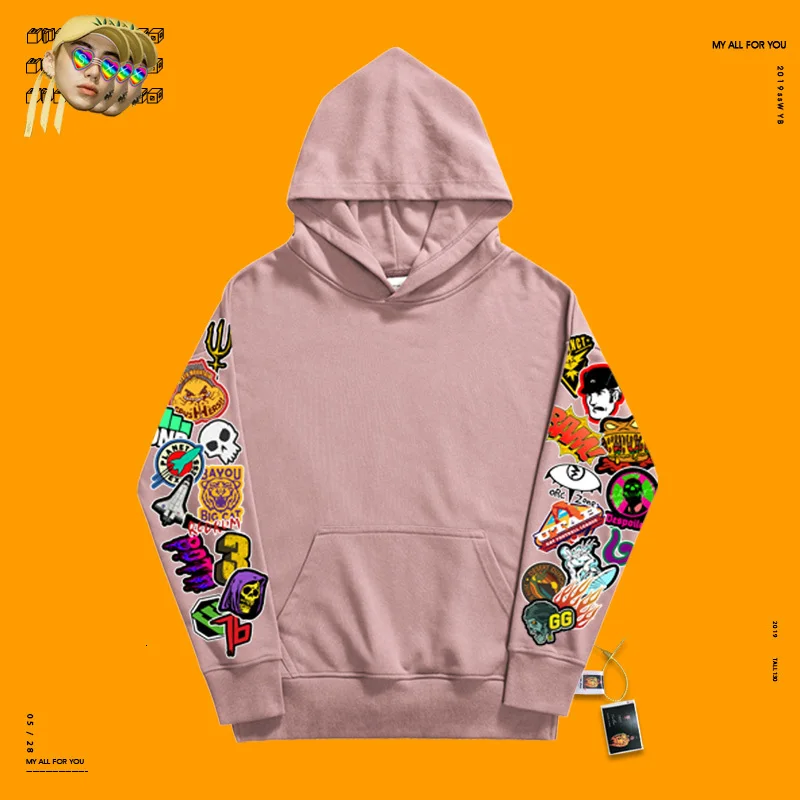 Long-sleeved clothes one piece slim hoodiescustom hoodies Double sleeves funny cartoon print fashion pile fabric leisure coat - Цвет: pink colour