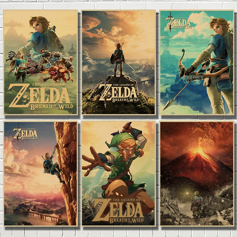 Плакаты из игры Legend of Zelda настенные постеры крафт-бумаги коричневого цвета для