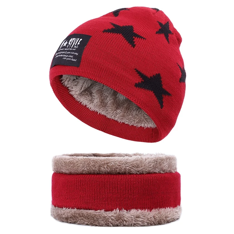 Комплект из 2 предметов, детская зимняя шапочка-шарф, вязаный теплый плотный плюшевый вельветовый зимний шарф с рисунком черепа