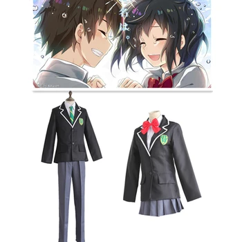 

Kimi no na Wa su nombre Tachibana Taki y miyamizu mitsuha Cosplay traje uniforme escolar traje your name Black school uniform