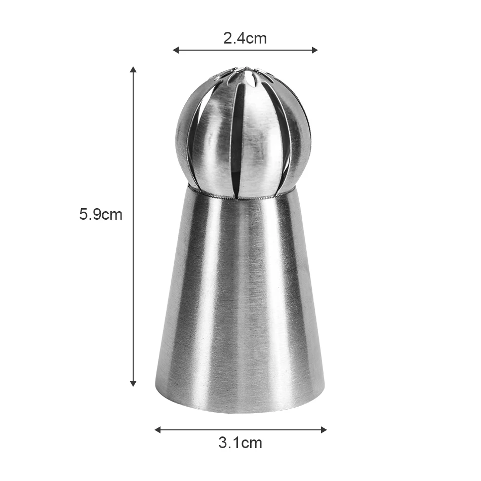 Russian Ball Nozzle 1pc Stainless Steel Bakery Accessories Cake Decorating Nozzle Tips Cake Decoration Sugercraft Pastry