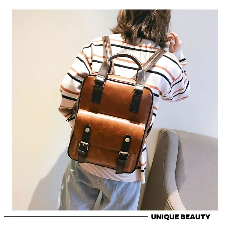 new mochila feminina anti theft school bags  travel vintage laptop brown leather big backpack women korean designer daypacks