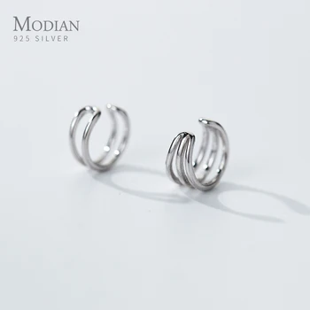 

Modian Hight Quality 925 Sterling Sliver Asymmetry Clips Earring for Women Fashion Simple Earring Fine Jewelry Dont Pierced Ears