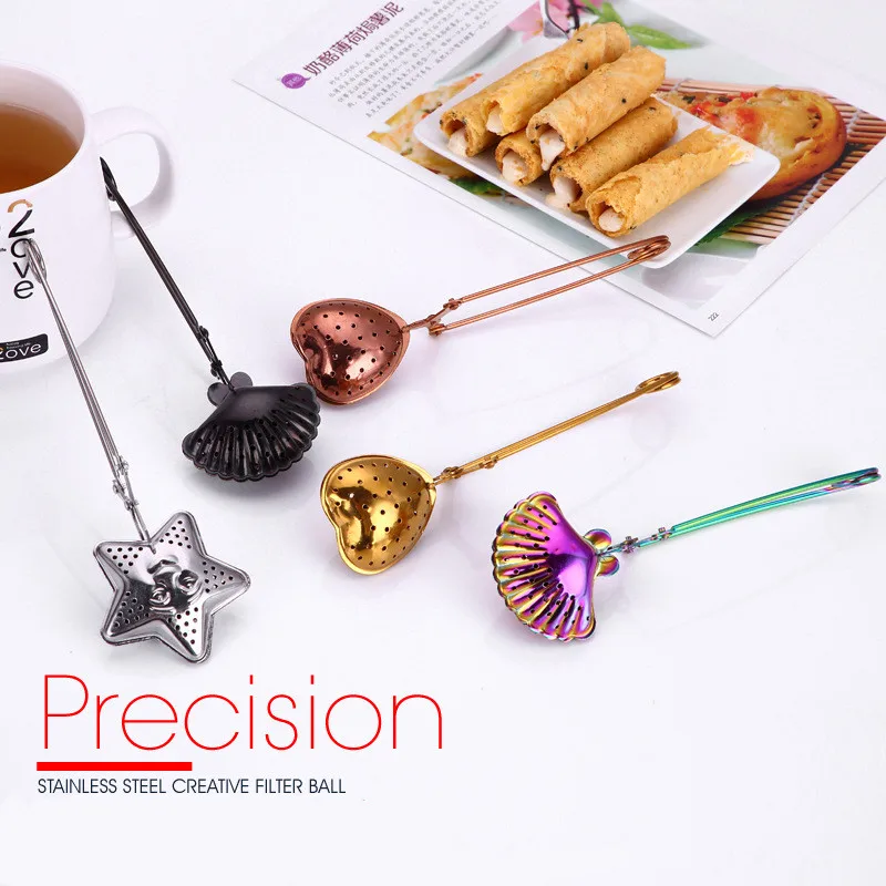 

New Press Type Stainless Steel Telescopic Handle Tea Ball Flavor Treasure Seasoning Ball Filter Residue Tea Leaking Tea Strainer