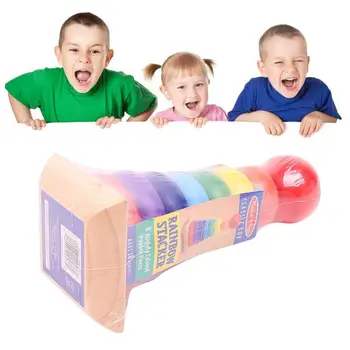 

Beautifully Presented Wooden Toy With Classic Learning Activity Rainbow Stacker Superior Craftsmanship Solid Wood Base