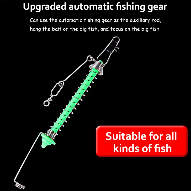 

Stainless Steel Automatic Fishing Hook Trigger Lazy Spring Fishhook Bait Catch Ejection Catapult Full Speed Fish Accessories