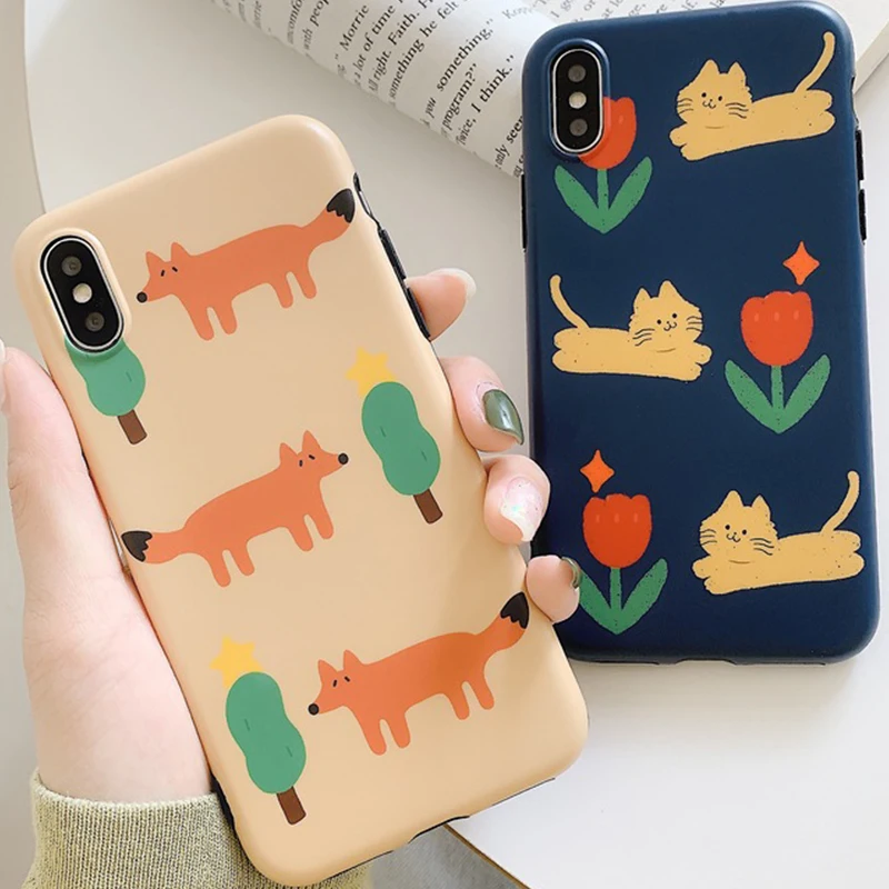 Милый чехол для телефона с рисунками животных из мультфильмов iPhone 6 6s 7 8 Plus X Xs XR Max