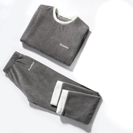 1 Sets gray Пижамные комплекты для женщин и мужчин, зимняя плотная фланелевая теплая одежда для сна, домашняя женская пижама с длинным рукавом, пижама для девочек, рождественский подарок - Цвет: 1 Sets gray