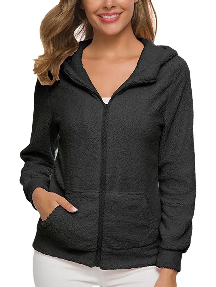 Plush Cardigan Sweater for women Hooded Autumn Traf Winter Jacket Women's Fashion Coat for Ladies Top Sport Shopping Clothing 2