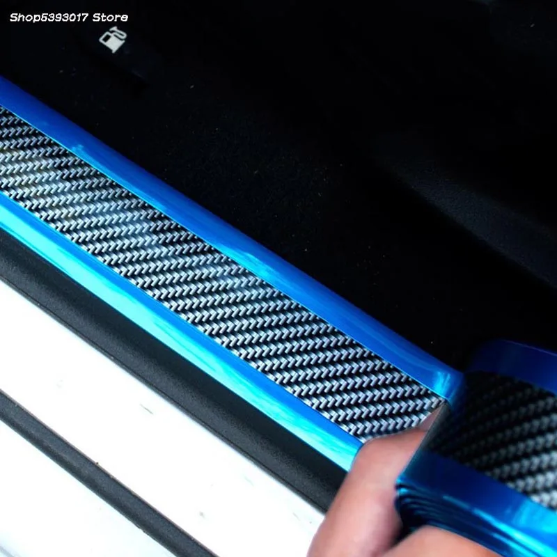

Carbon Fiber Rubber Car Door Protector Door Sill Protection Car Stickers For Tesla Model 3 Car Accessories