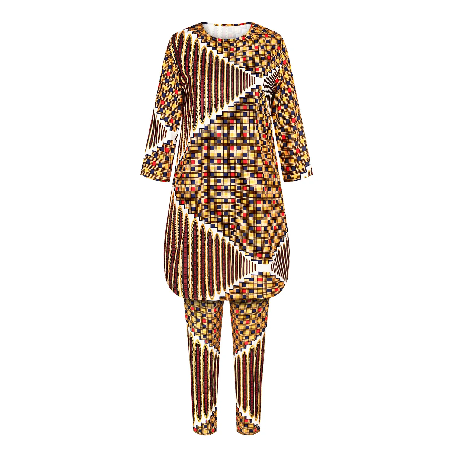 Комплект из 2 предметов в африканском стиле для женщин Новинка Эластичные брюки с