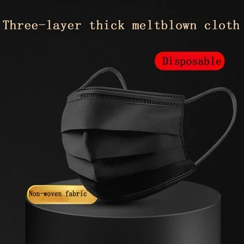 

Mask Disposable Non wove 3 Layer Ply Filter Mask mouth Face mask Breathable Earloops Masks Black Face Masks In Stock