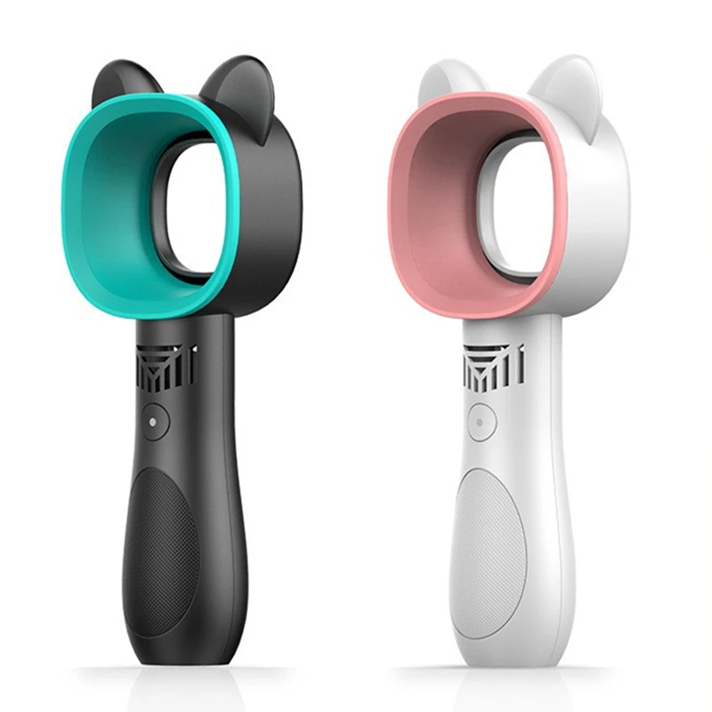 Portable Bladeless 3-Speed Fan Cute Cat Shaped Hand-held Fan USB Rechargeable Portable Summer Cool Fan