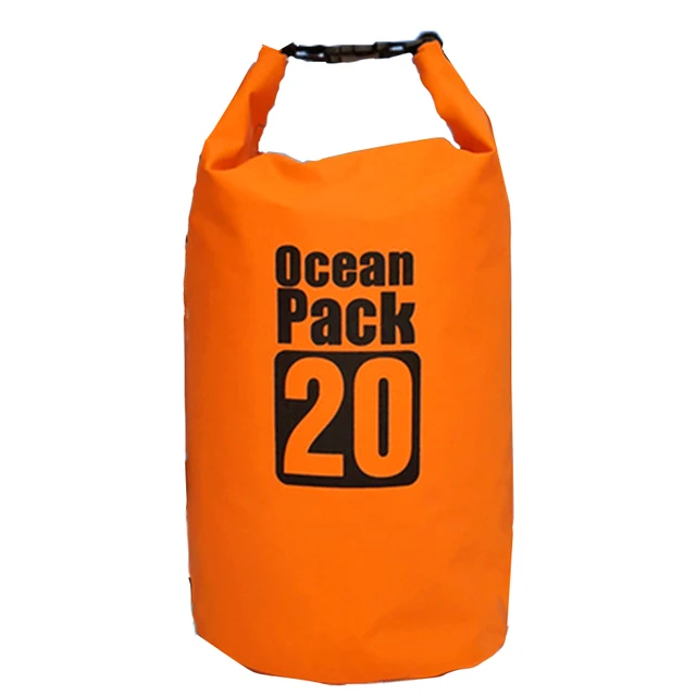 PVC Waterproof Bag 5L 10L 20L Outdoor Swimming Bag Diving Compression Storage  Dry Bag For Man Women Kayaking Backpack Orange 20L