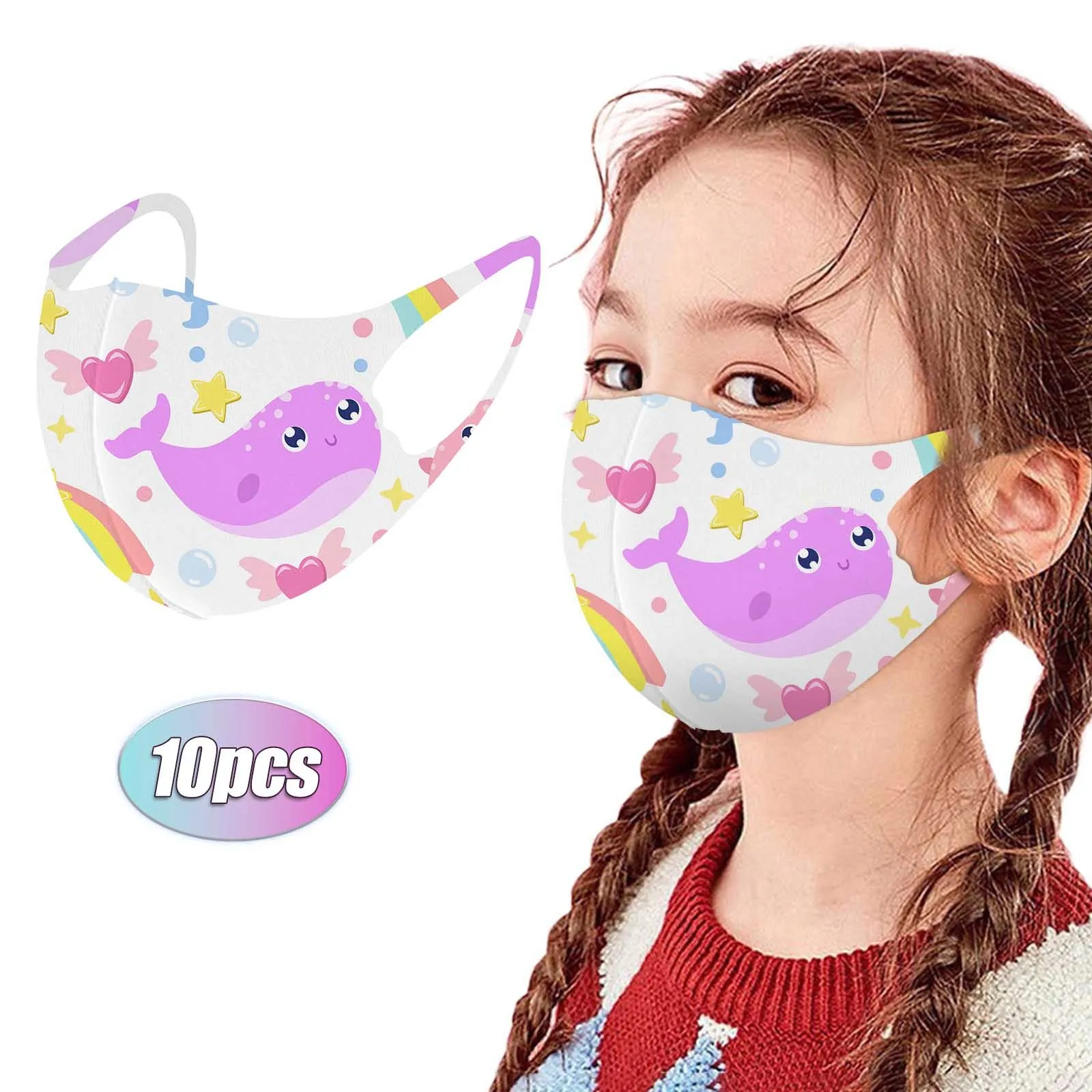 10pc Child Dinosaur Face Mask Washable Reusable Cloth Mask For 