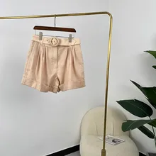 Inglaterra estilo designer de moda pontos imprimir rosa linho shorts com faixas 2021 venda quente shorts para mulher qualidade superior