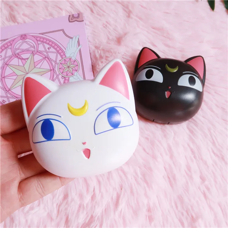 Сейлор Мун Луна Кошка милый мультфильм кейс для контактных линз держатель Контейнер для женщин с зеркалом ручной работы мини пластиковый подарок для девочки