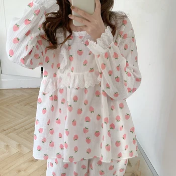 

Alien Kitty 2020 Print Gentle Two-piece Suits Chic Women Sweet Fashion Sleepwear Square Collar Loose Pajamas Fresh Home Clothes