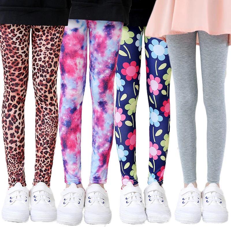 Girls Stretch Leggings Kids Soft Patterns Yoga Pants Ankle Length Multipack  2-12 Years Student Children Skinny Leggings Pants