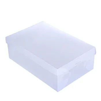 

10 Pieces of Household Transparent Shoe Box Can Be Stacked Folding Storage Ornament Bins Men's shoes Save a space MAN
