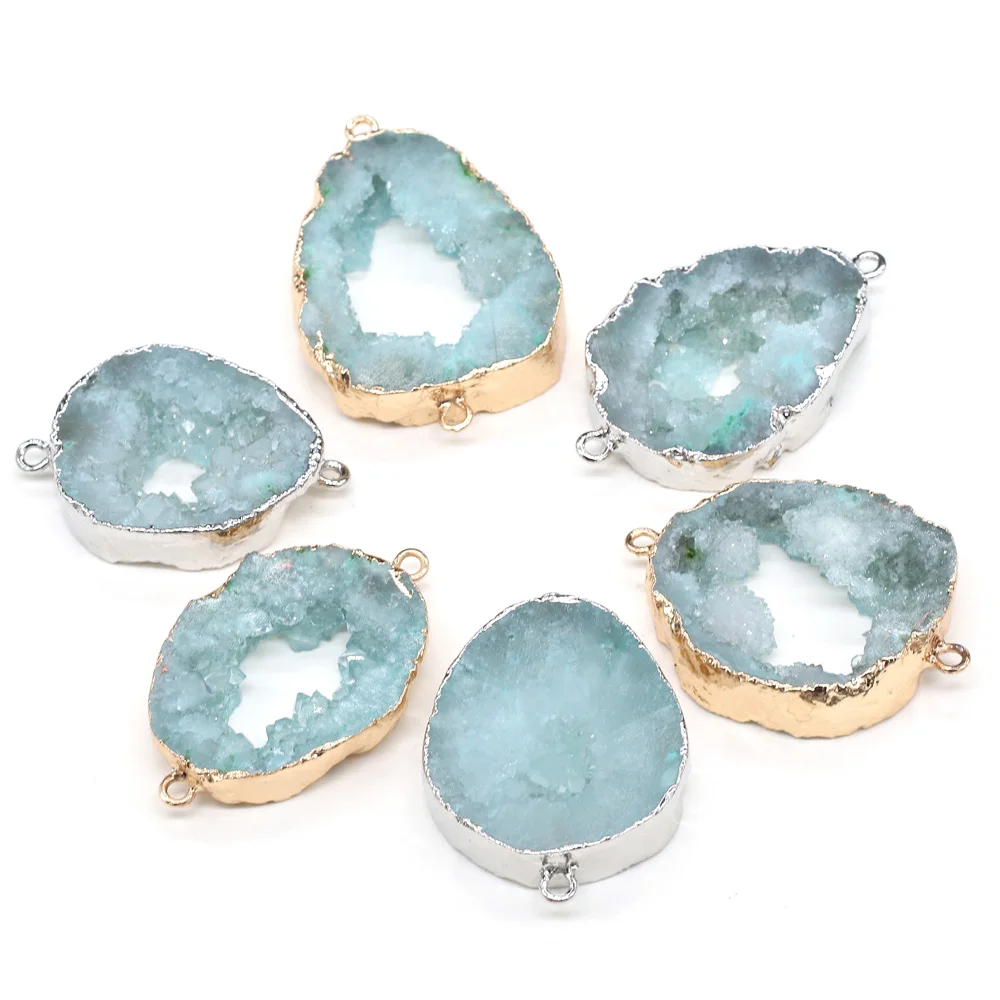 

Natural Stone Double hole Connectors irregular agates Pendant for jewelry making DIY necklace bracelet accessories 25x35-30x40mm