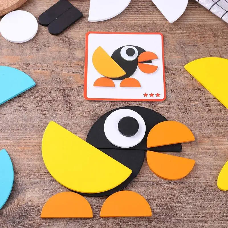 50 шт. деревянная головоломка для детей игрушки 3D DIY картонное животное детская головоломка доска многоцветная милая детская обучающая игра игрушка montessori