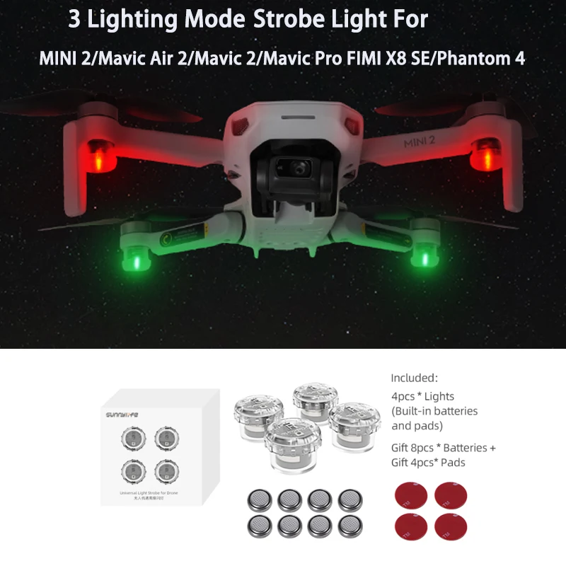 Вспышка для дрона DJI FPV/MINI SE стробоскоп ночник F светильник свет Mavic Air 2S /Mavic Mini 2/Phantom