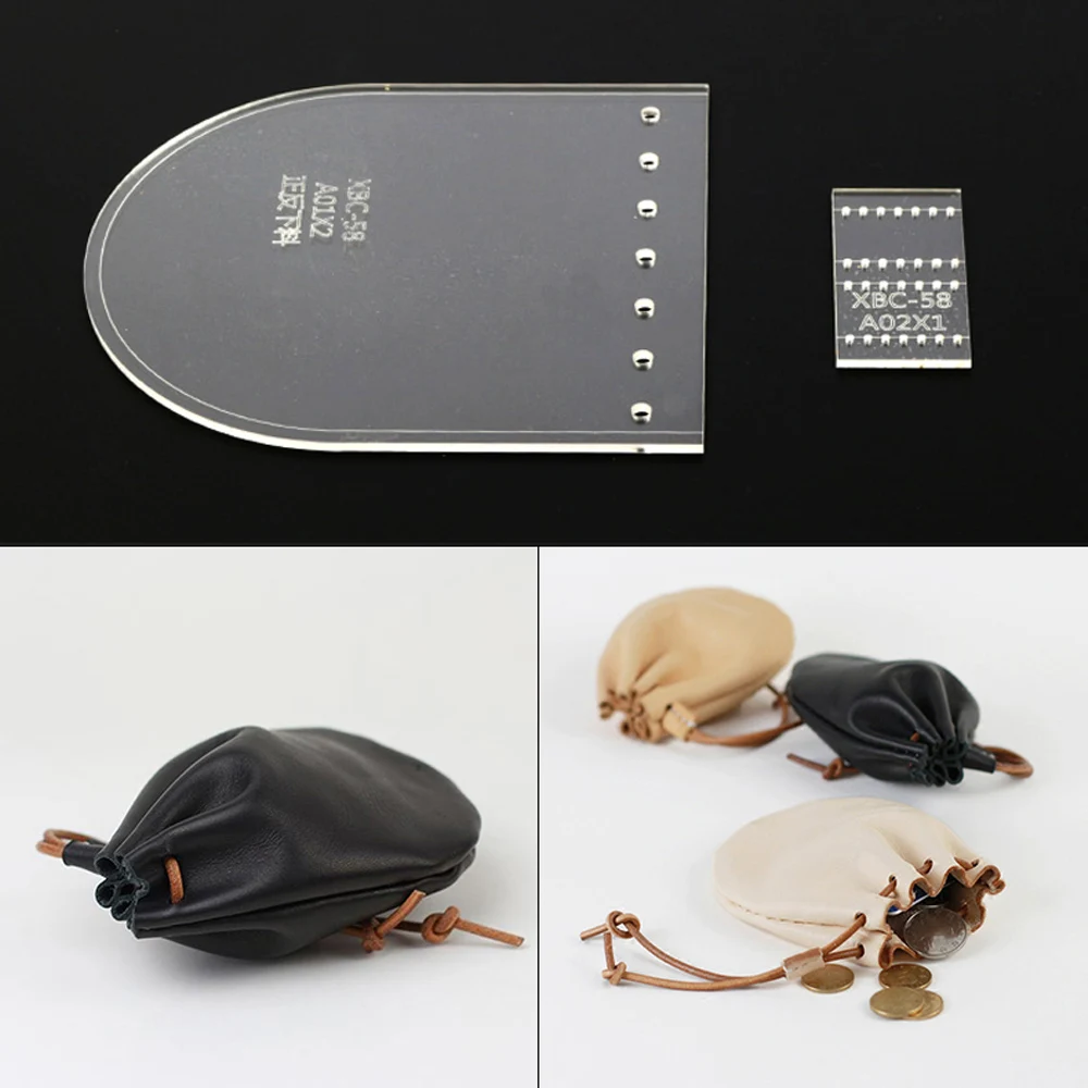 

DIY Handmade Simple Leather Coin Purse Zero Bag Making Pattern Acrylic Leather Drawing Mold Template