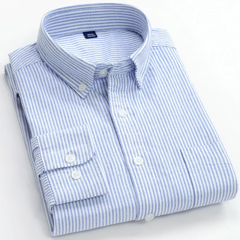 Oxford Shirt Striped Long Sleeve Casual 